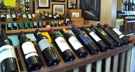 Wine bottles on display inside Nyack Wine Cellar